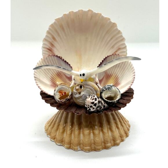 VTG Seashell Clam Shell Sculpture Coastal Nautical Beach Decor Shell & Folk Art - Picture 2 of 12